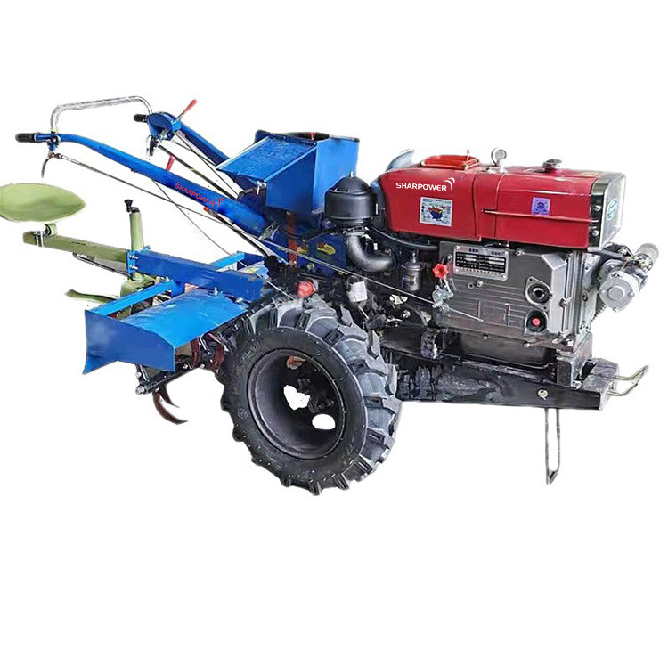 farmers equipment 18hp 20hp hand manual mini diesel engine 2 wheel power tiller walking tractor for farming