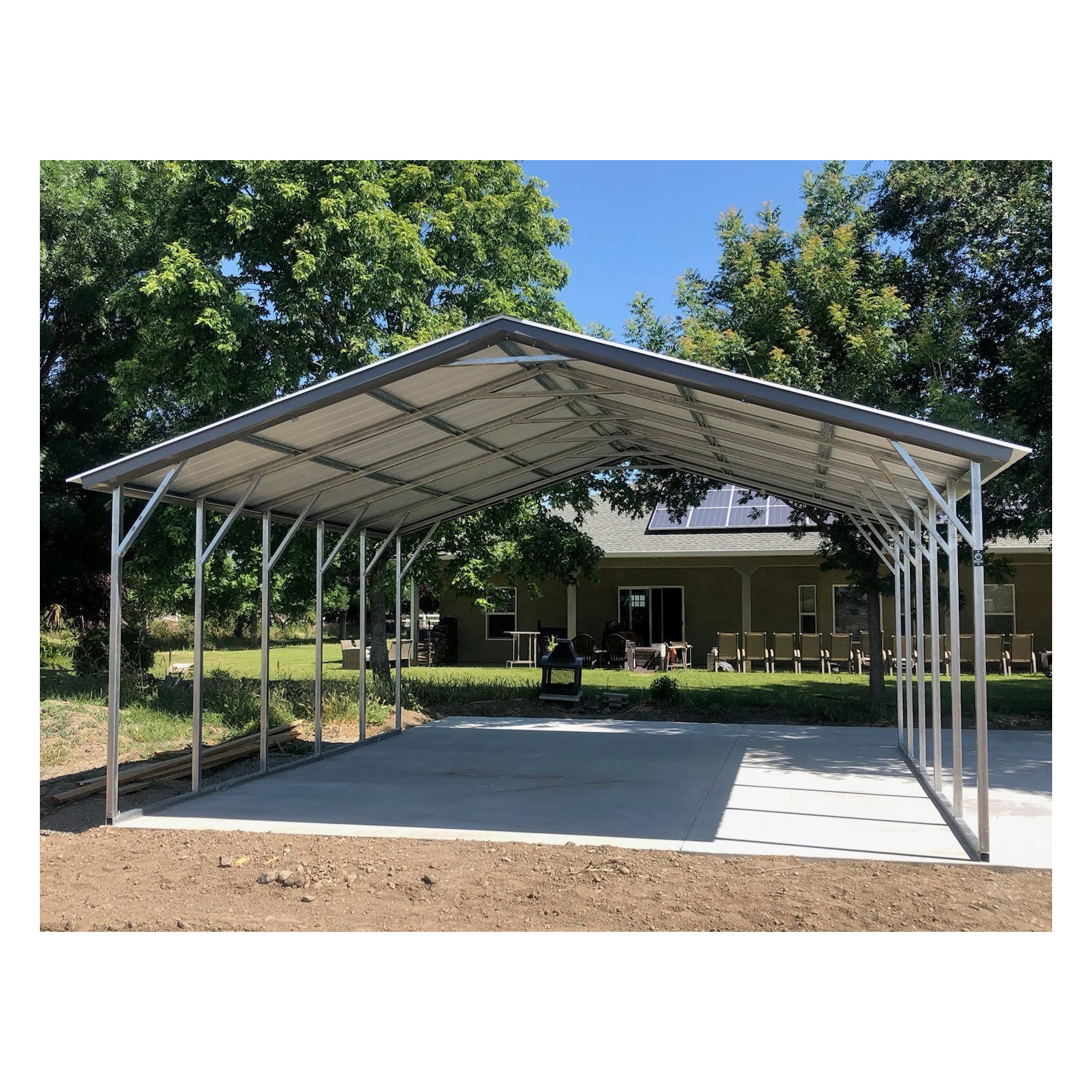 20*20*12 ft gable roof prefabricated steel frame carport water proof potable garage for 2 car parking