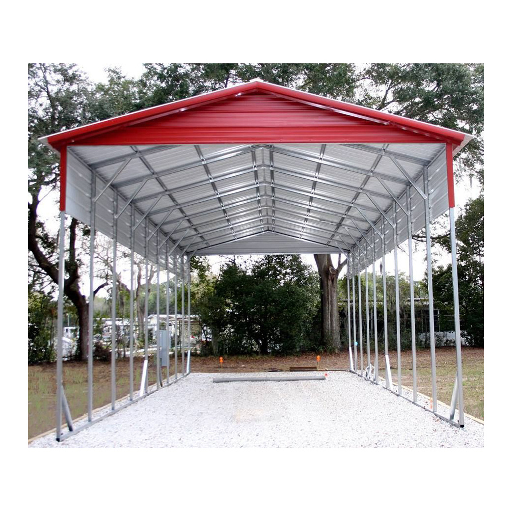 20*20*12 ft gable roof prefabricated steel frame carport water proof potable garage for 2 car parking