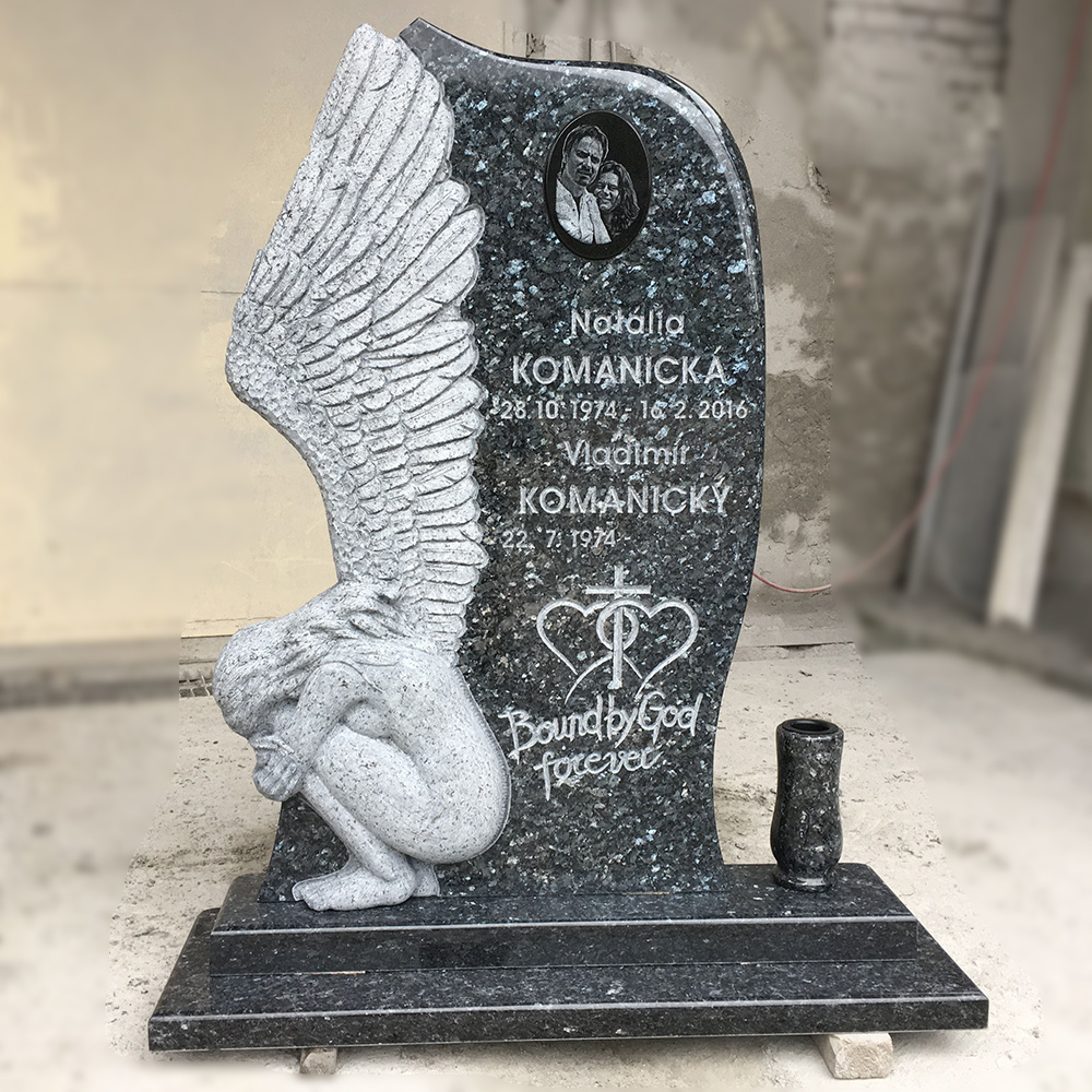 Custom Granite Baby Tombstone And Marble Headstone With Angel Statue