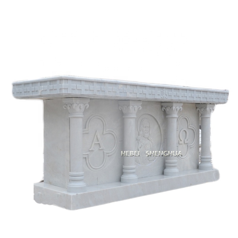 Customized Marble Altar Table With Kneeling Angel Statue