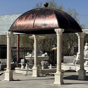 Natural Marble Pergolas  Gazebos Outdoor Egyptian Beige Roman Columns With Iron Top