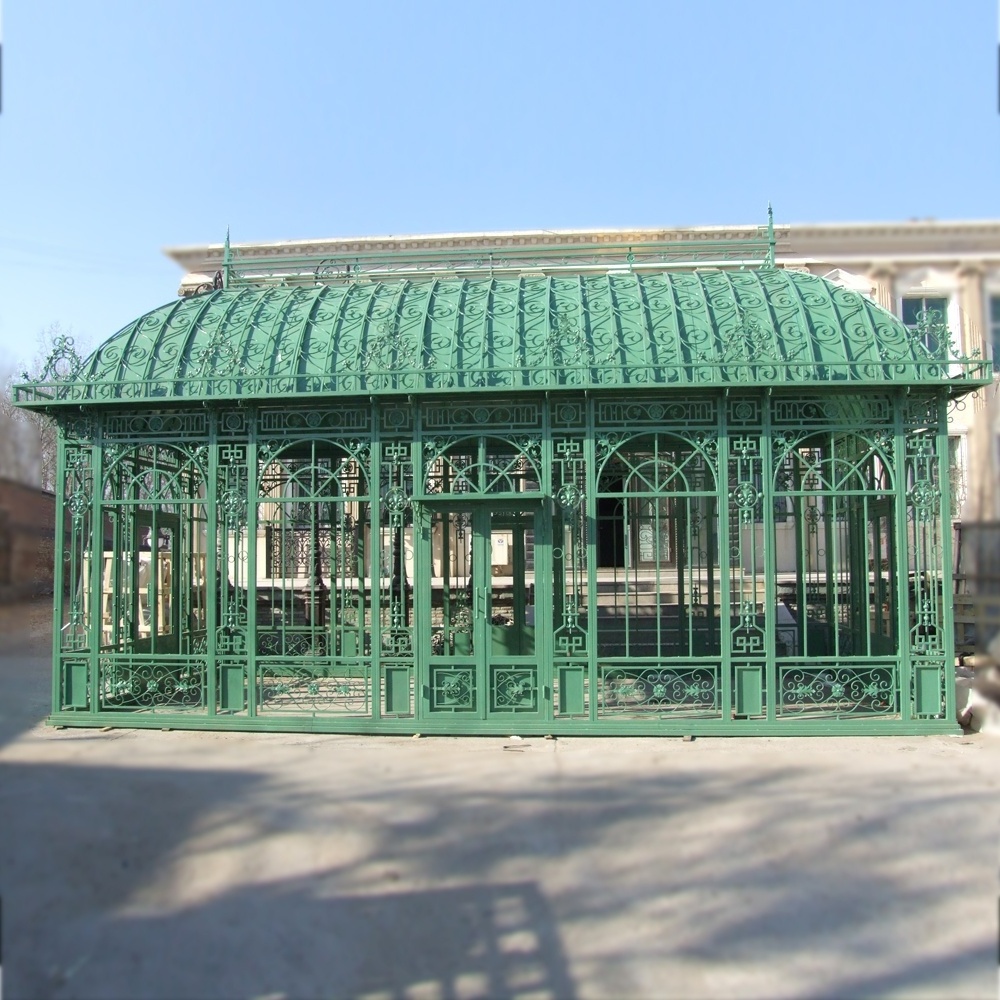 Luxury Outdoor Large Size  Wrought Iron Gazebo With Glass For Wedding Venues