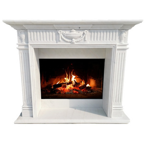 Marble Custom Interior Natural Europe Customized European Wooden and Resin Mantel Indoor Electric Fireplace Wood Stove Indoor