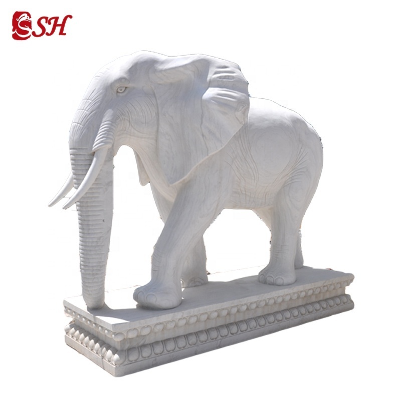 Factory Cheap White Marble Elephant Stone Statues For Sale