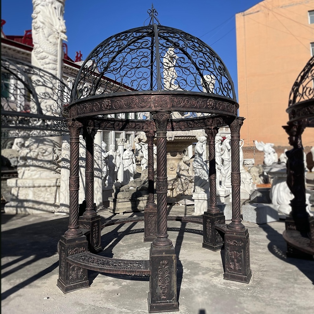 Outdoor Metal Furniturel Antique Wrought Cast Iron Gazebos Garden Round Gazebo For Sale