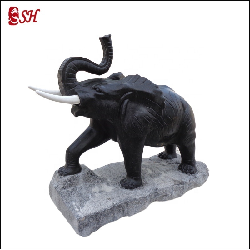 Outdoor Garden Marble Elephant Statue Stone Water Fountain For Sale