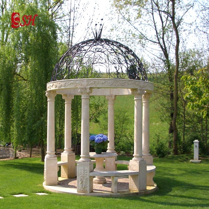 Large Outdoor Garden European Style Roman Marble Gazebo For Sale