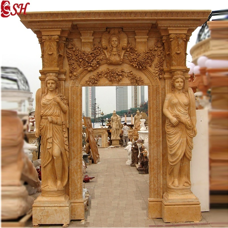 Factory Price Marble Carving Granite Stone Gate Design Column 100% Hand Carved SH-SHENGHUA European Lifetime 1 Piece HE BEI SH-