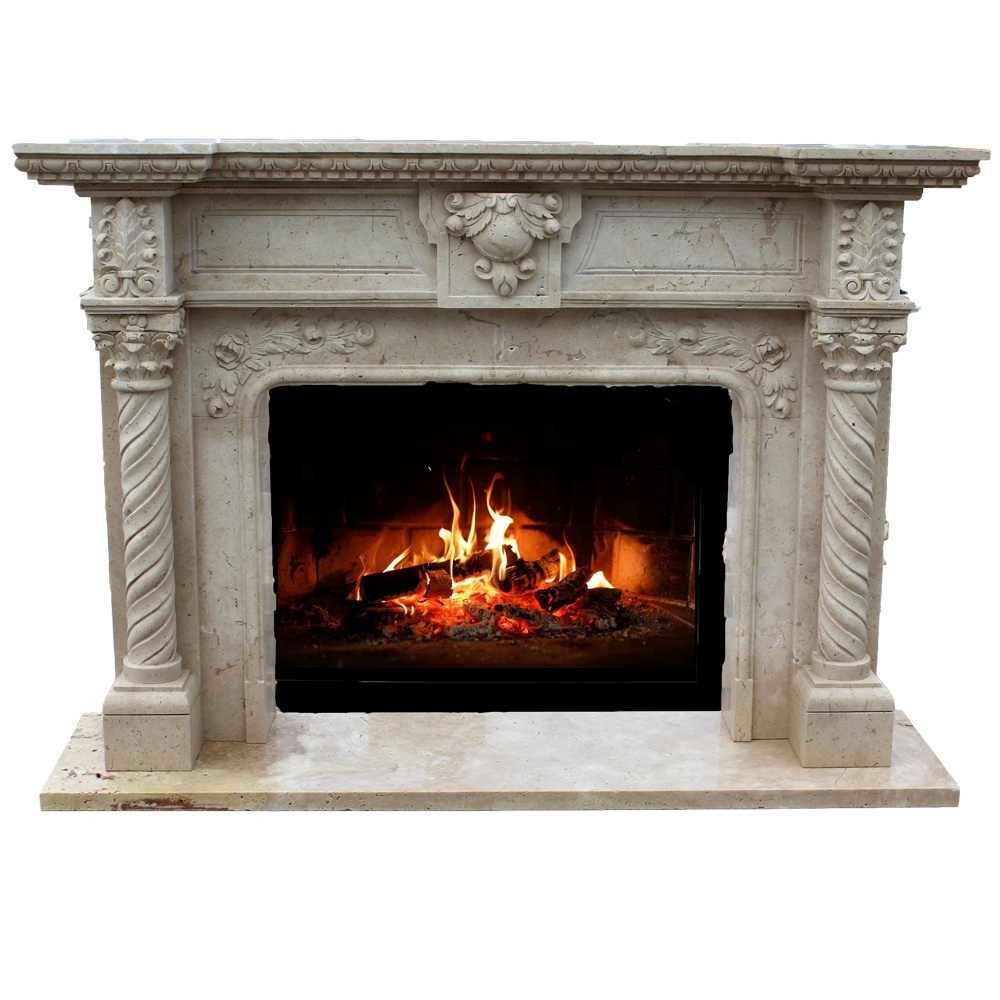 Marble Custom Interior Natural Europe Customized European Wooden and Resin Mantel Indoor Electric Fireplace Wood Stove Indoor