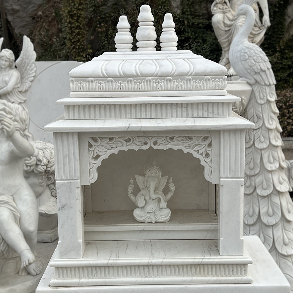 Custom Religious Shelter Natural Marble Hand Carving Altar