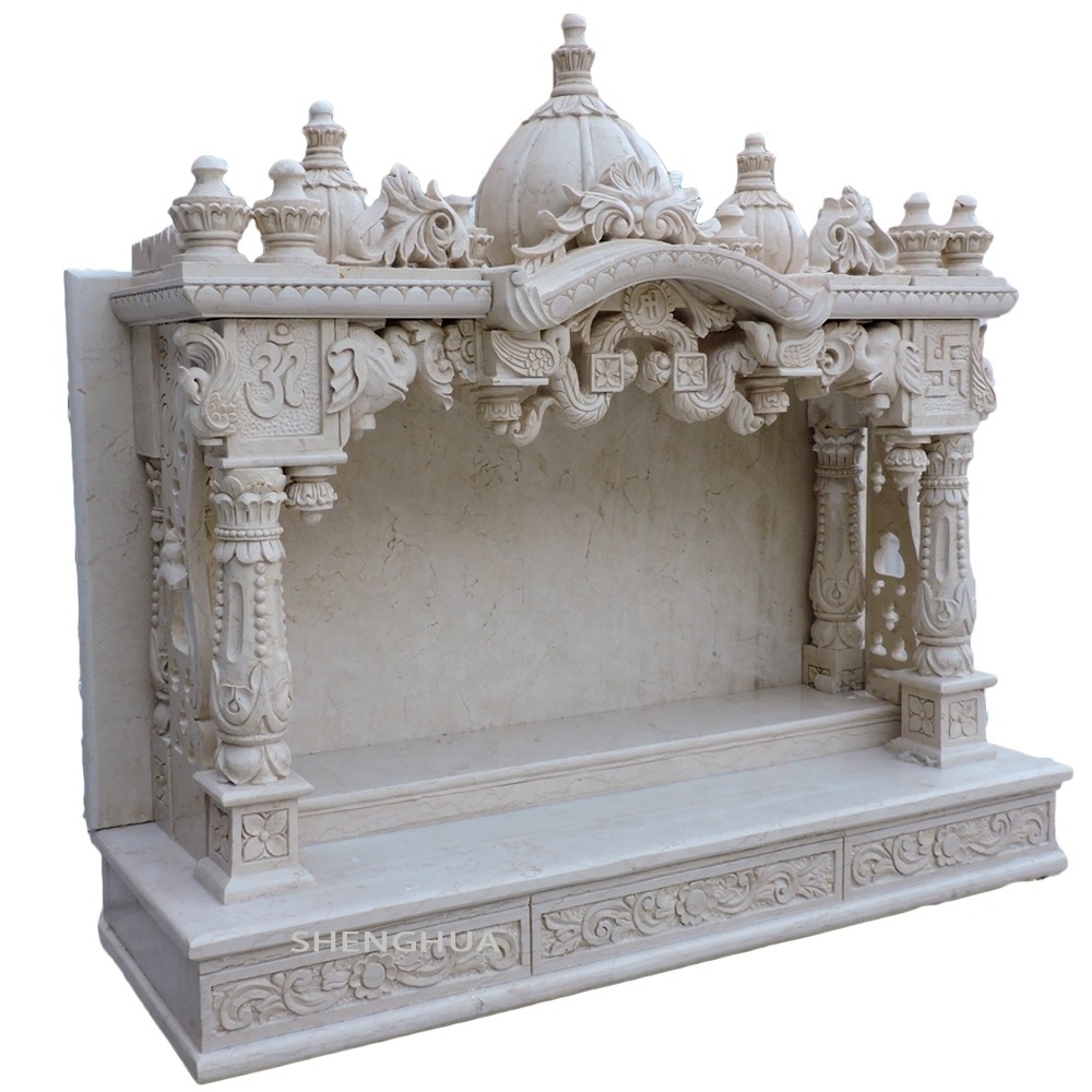 Custom Religious Shelter Natural Marble Hand Carving Altar