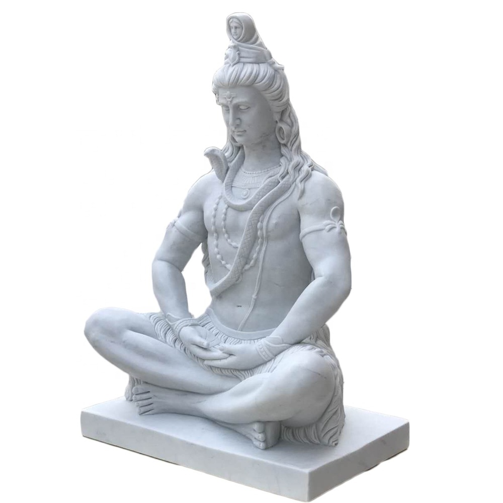 Factory Price Indian Hindu God Lord Shiva Stone Marble Life Size Statue