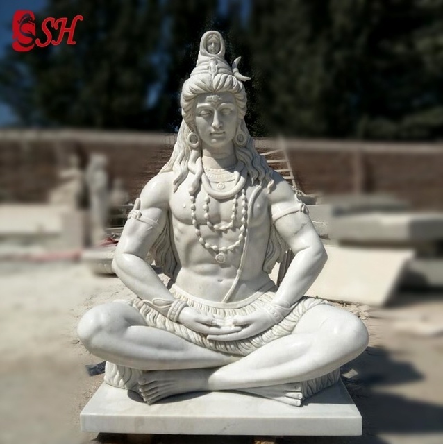 Factory Price Indian Hindu God Lord Shiva Stone Marble Life Size Statue