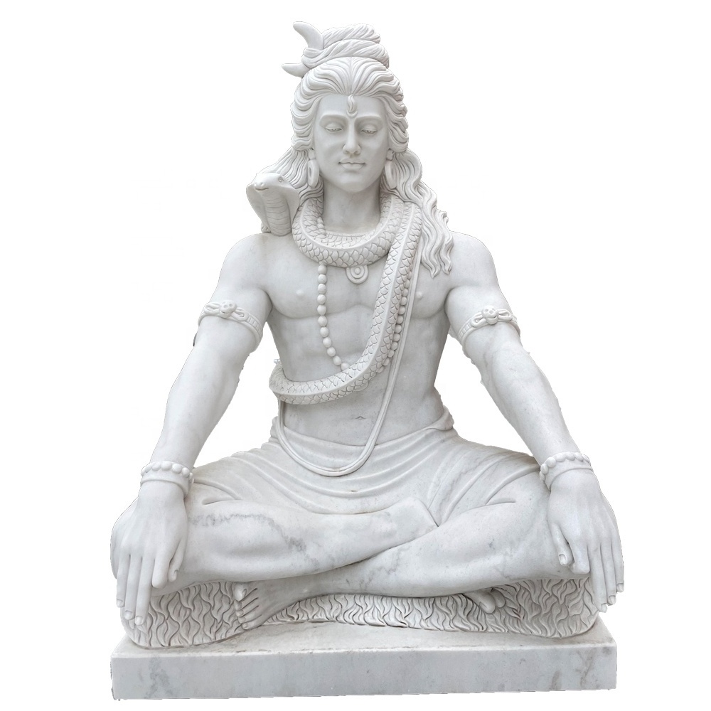 Factory Price Indian Hindu God Lord Shiva Stone Marble Life Size Statue