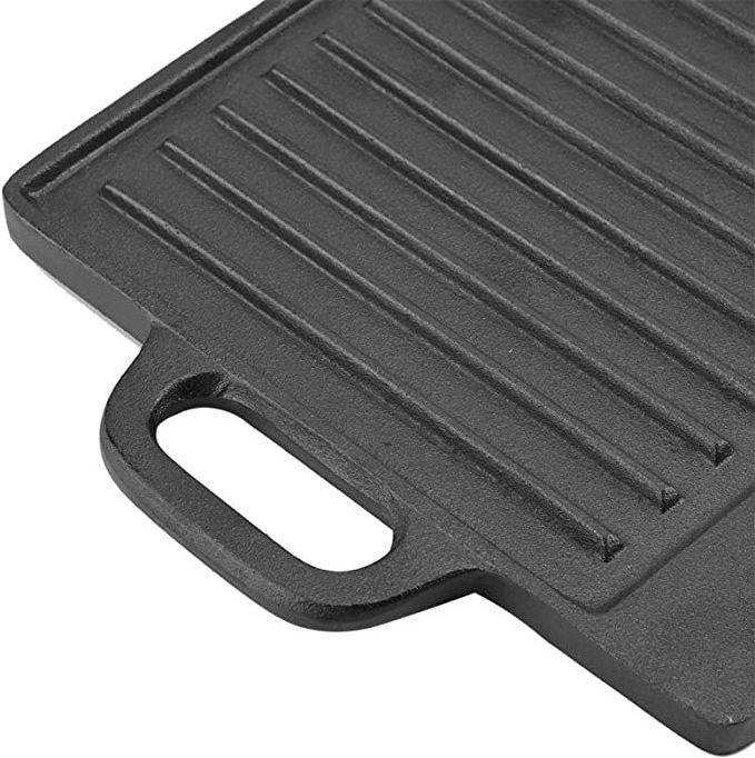 Hot Sale Non Stick Vegetable Oil Double Side Reversible Cast Iron BBQ Griddle Plate Grill Pan