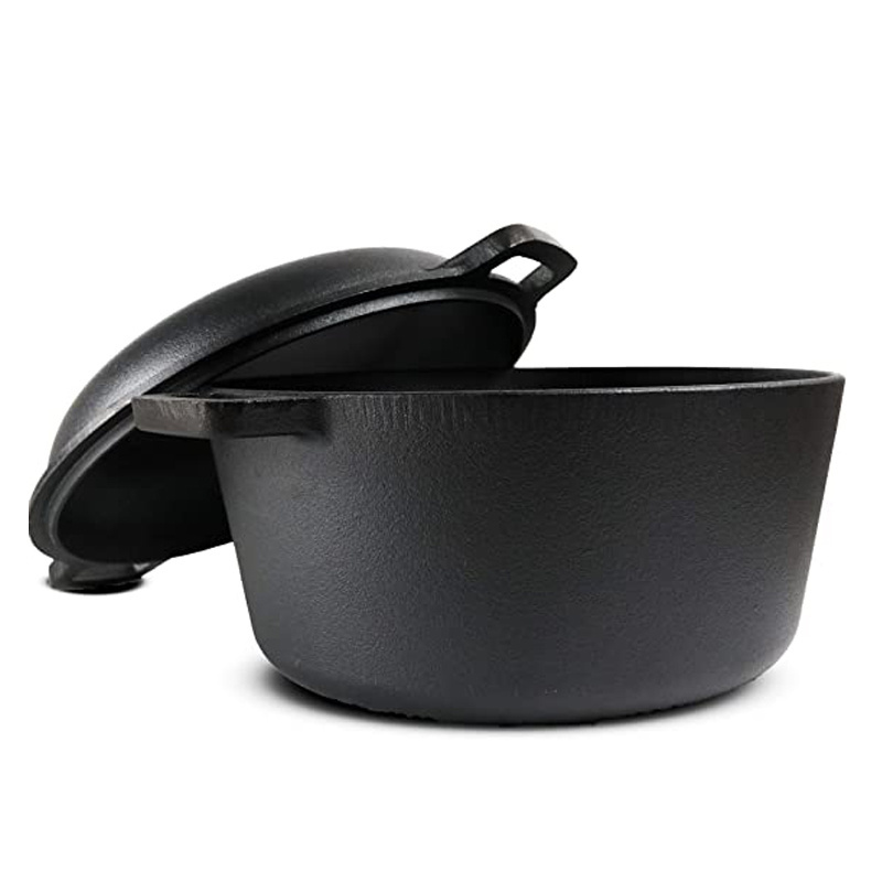 Pre-Seasoned Combo Cooker 2 in 1 Cast Iron Pre-Seasoned Double Dutch Oven