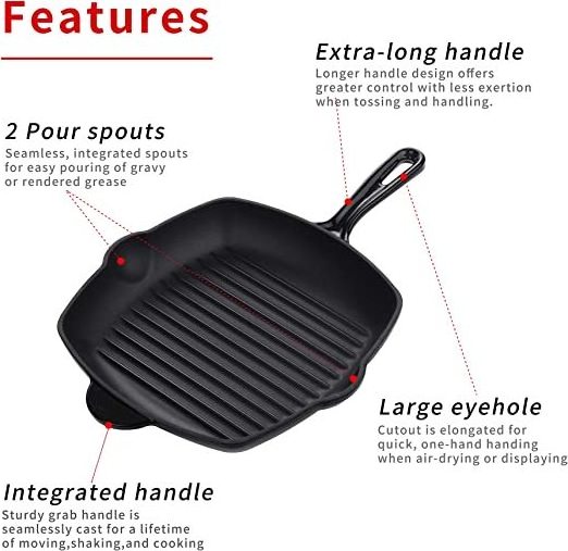 Cast Iron Cookware Enameled Cast Iron Pan Non Stick Grill