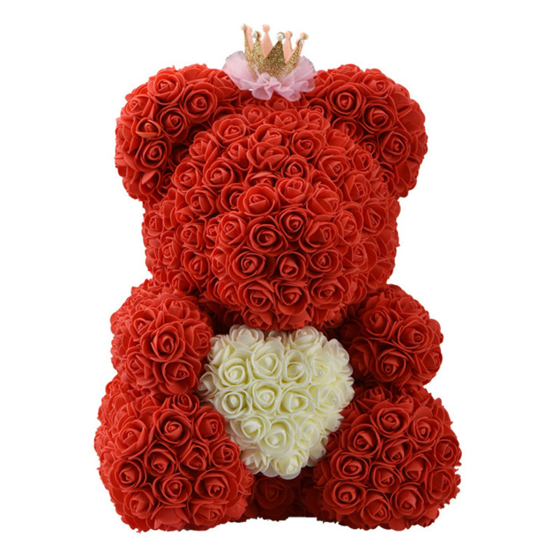 2022 valentine rose bear 40cm Teddy Heart Artificial Flower Girlfriend Gift For Women Girl Wedding Birthday Valentines Day