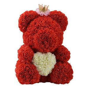 2022 valentine rose bear 40cm Teddy Heart Artificial Flower Girlfriend Gift For Women Girl Wedding Birthday Valentines Day