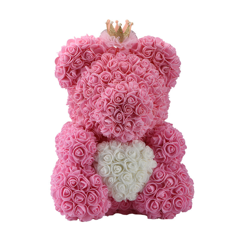 2022 valentine rose bear 40cm Teddy Heart Artificial Flower Girlfriend Gift For Women Girl Wedding Birthday Valentines Day