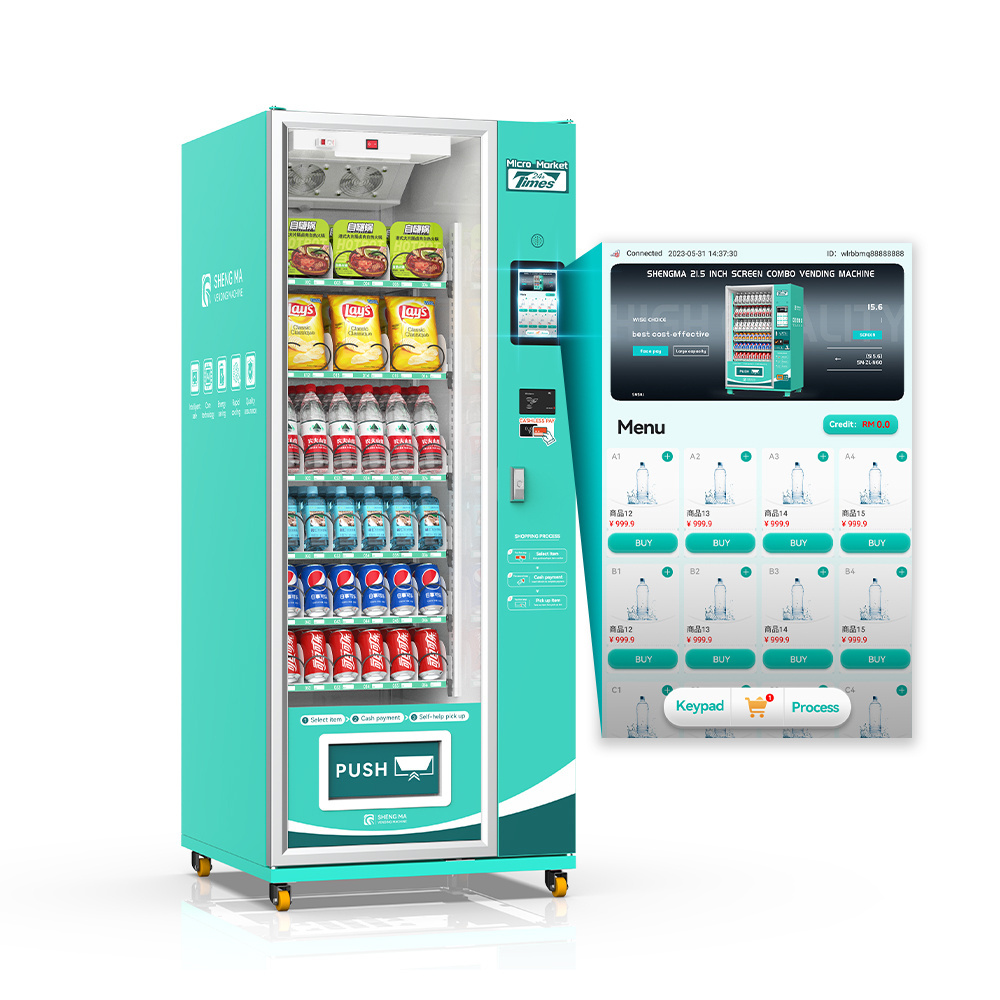 Popular combo vending machine slim payment system metal frame framework fabrication vending machine