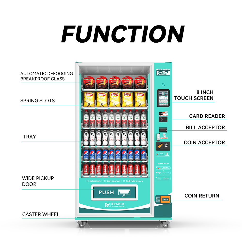 High Capacity Spring type vending machine automatic buying vending machines for foods and drinks snack vending