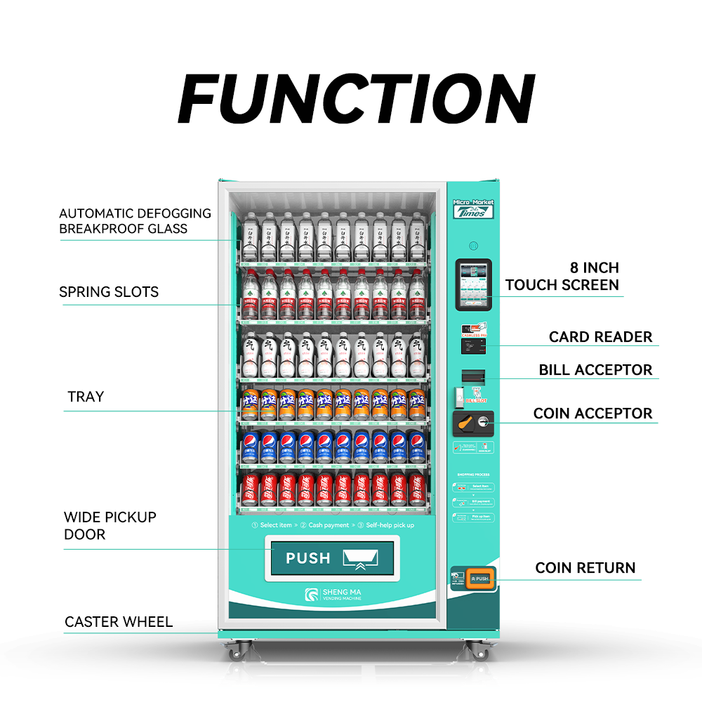 Automatic Commercial Touch Screen Credit Card Payment wifi vending machine smart fridge vending machine