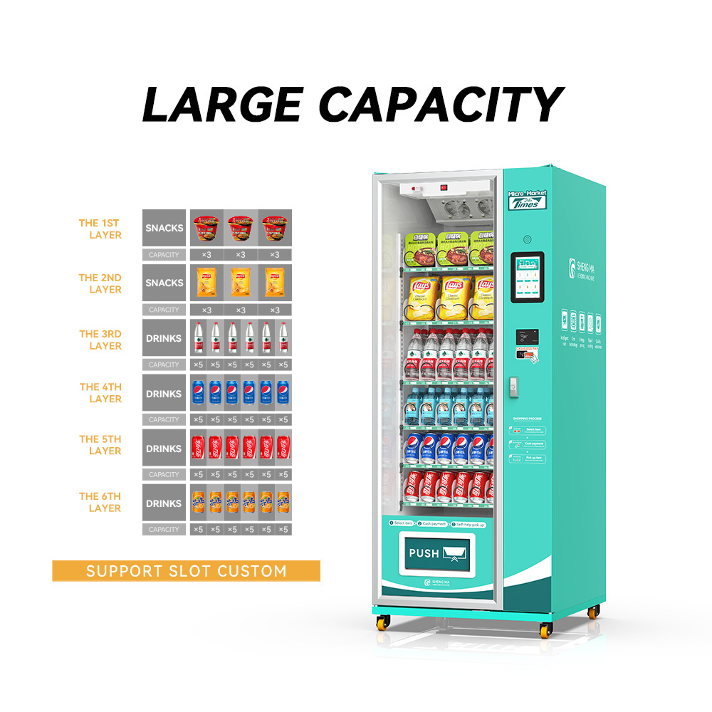 Popular combo vending machine slim payment system metal frame framework fabrication vending machine