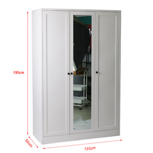 Multi-purpose Steel Hanging Clothes Storage Cabinet 3 Door Metal Steel Wardrobe Closet With Mirror