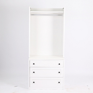 2022 latest design white side Storage Cabinet with 3 drawers and 1 open storage shelf, drawer chest storage cabinet