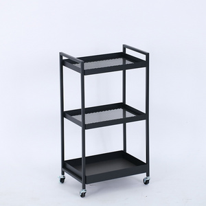 Metal Material Dining Serving Cart Rolling Kitchen Storage Cart Mesh Plate for the Home Rack Trolley