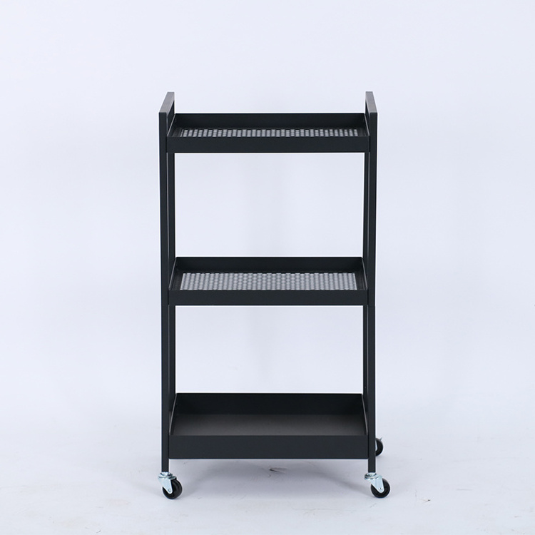 Metal Material Dining Serving Cart Rolling Kitchen Storage Cart Mesh Plate for the Home Rack Trolley