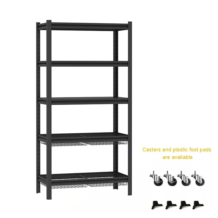 5-Tire Metal Wire Shelving Storage Rack Adjustable Shelves,Steel Organizer Rack,Storage Shelf Units With Basket for Kitchen Home