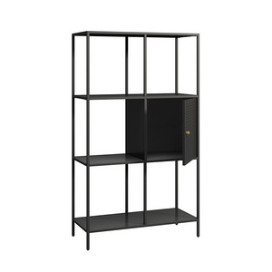 Living Room Office Metal Storage Shelf Corner 4 Layer Bookshelf Home Display Bookcase with storage cabinet