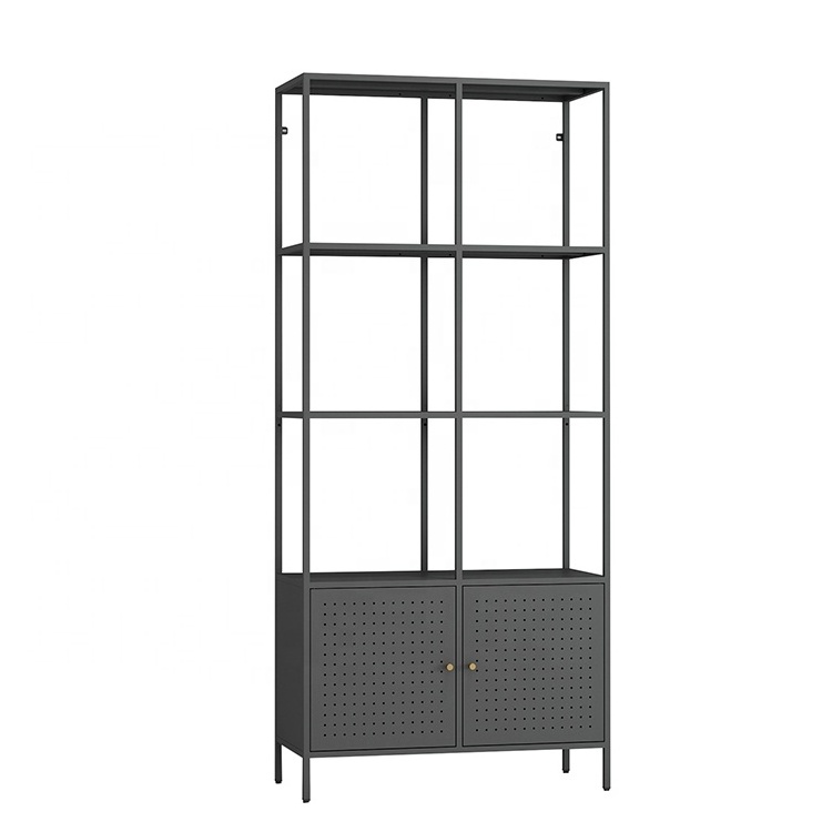 Bookcase Storage Shelf 5 Tier Metal Bookshelf Display Stand 7 Cubes Unit for Home Office Showcase Shelves Cabinet