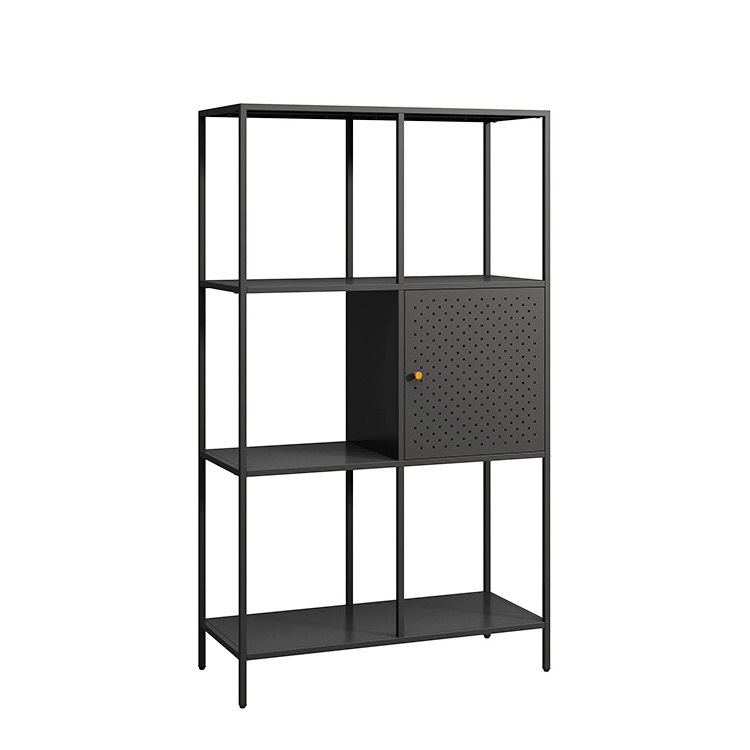 Living Room Office Metal Storage Shelf Corner 4 Layer Bookshelf Home Display Bookcase with storage cabinet