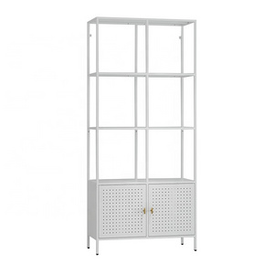 Bookcase Storage Shelf 5 Tier Metal Bookshelf Display Stand 7 Cubes Unit for Home Office Showcase Shelves Cabinet