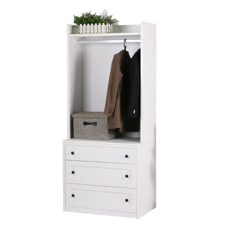 Modern Metal Silding Door White Wardrobe drawers  Closet Cloth Clothes Cabinet With Mirror For Bedroom