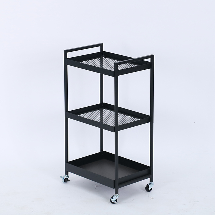 Metal Material Dining Serving Cart Rolling Kitchen Storage Cart Mesh Plate for the Home Rack Trolley