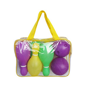 Wholesale Eco friendly  kids beach Skittles toys ,plastic bowling ball with bag