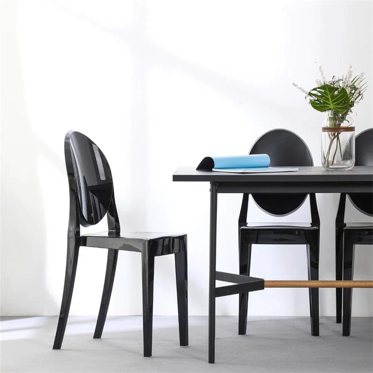 Wholesale Louis Style Stacking Acrylic Dining Adult Black Ghost Chair with Armrests