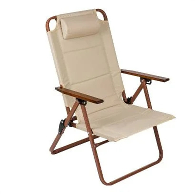 Fold up beach lounge chair lay down face hole folding beach head chair with headrest