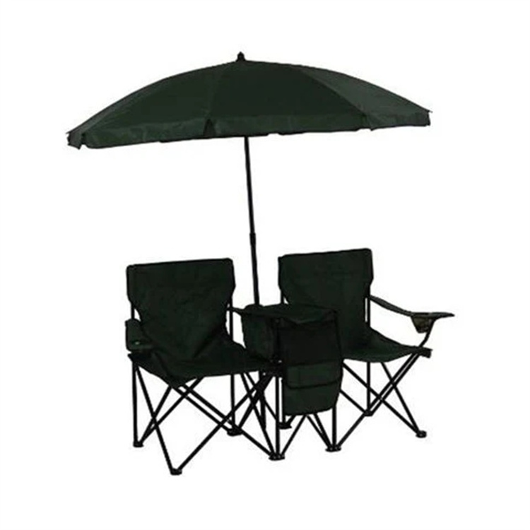 Customized Double-Seat Folding Chair with Umbrella for Camping Beach Kitchen Hotel Park Bedroom School Exterior Use