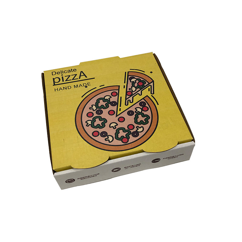 Eco-friendly reusable custom printed white cardboard italy 14 inch yellow pizza delivery box