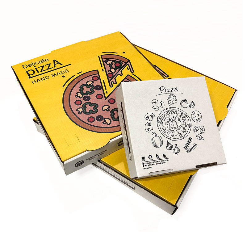 Eco-friendly reusable custom printed white cardboard italy 14 inch yellow pizza delivery box