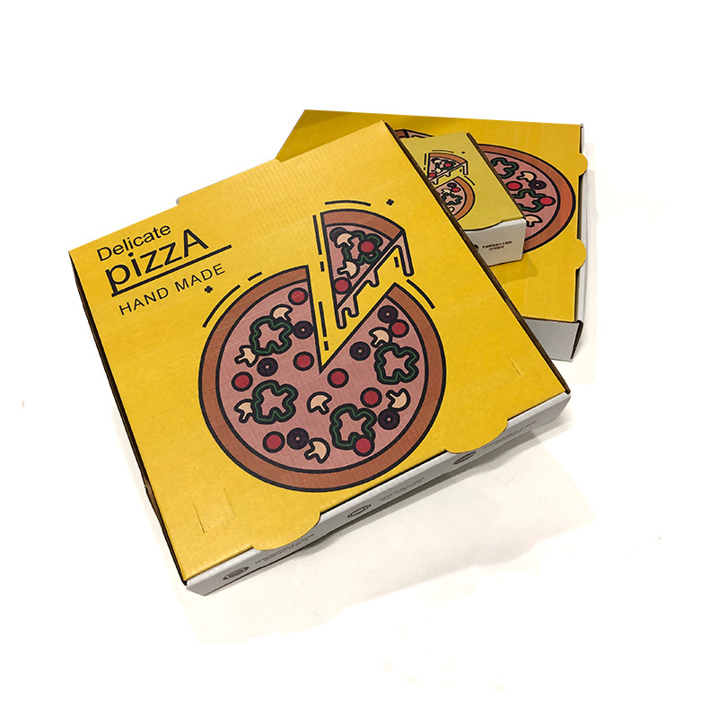 Eco-friendly reusable custom printed white cardboard italy 14 inch yellow pizza delivery box