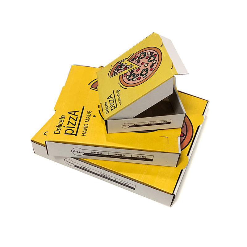 Eco-friendly reusable custom printed white cardboard italy 14 inch yellow pizza delivery box