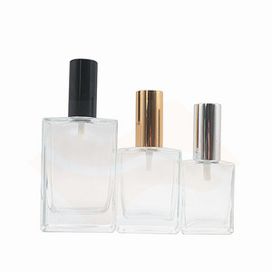 30ml 50ml 100ml Clear Square Rectangle Shape Spray Glass Perfume Bottle