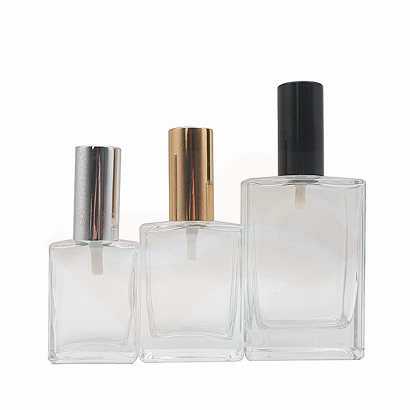 30ml 50ml 100ml Clear Square Rectangle Shape Spray Glass Perfume Bottle